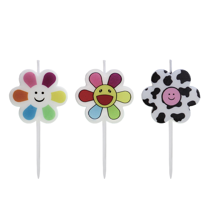 Bloem smiley gezicht kleur bedrukte kaars